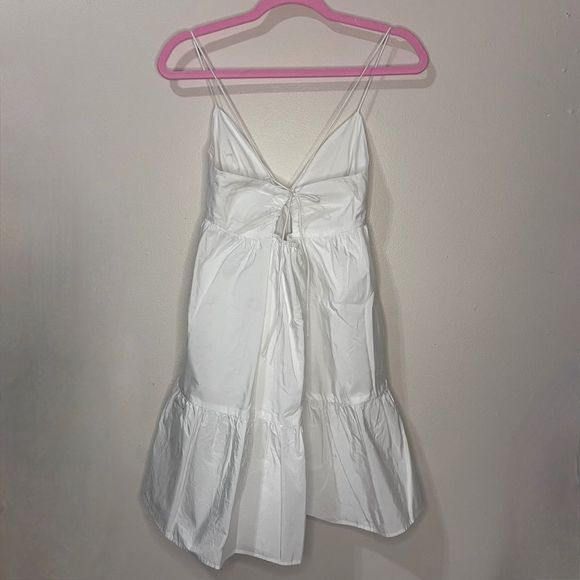 ZARA White White Pleated Babydoll Mini Dress Size M - Picture 5 of 9